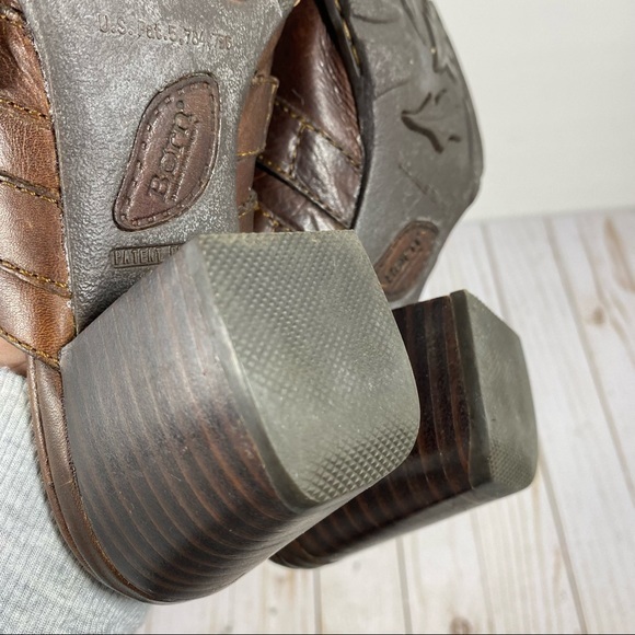 Born Brown Leather Slip-on Heeled Mules 7 / 38 - Picture 6 of 12